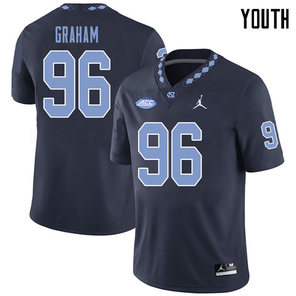 Jordan Brand Youth #96 Cooper Graham North Carolina Tar Heels College Football Jerseys Sale-Navy